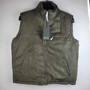 Rainforest Mens Faux Micro Suede Faux Shearling Lined Vest size M - Picture 1 of 9