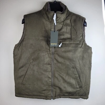 Rainforest Mens Faux Micro Suede Faux Shearling Lined  Vest size M - Image 1 of 4