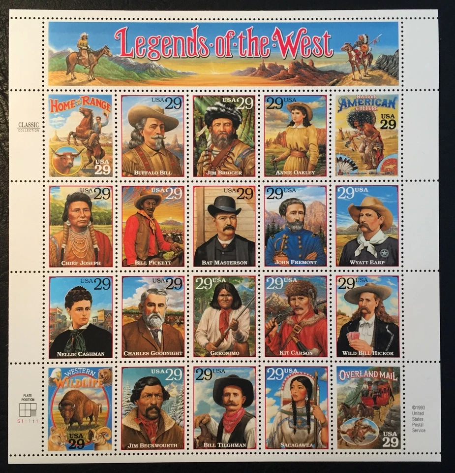 1994 Scott #2869 - 29¢ Legends of the West - Souvenir Sheet of 20 - Mint NH - Image 1 of 1