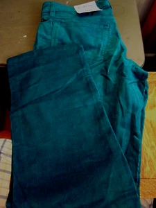 NEW LANDS END WOMENS FIT 2 STRAIGHT LEG CORDUROY JEANS DEEP EMERALD 10P 28" - Picture 1 of 2
