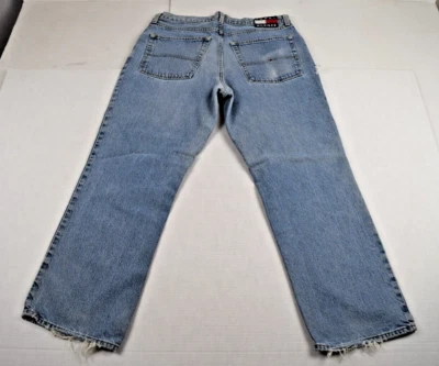 Jeans Tommy Hilfiger Vintage 36 x 29 Años 90 Azul Desteñido Pierna Ancha Hechos EE. UU. Estilo JNCO Foto 1 de 4