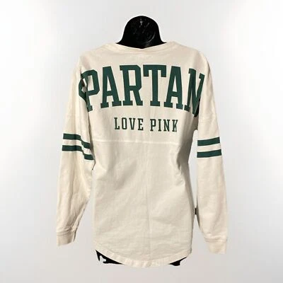Camiseta feminina rosa pequena verde/branca Michigan State Spartans - Imagem 1 de 4