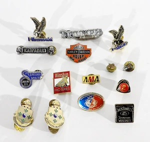 Vintage Motorcycle Biker & Military Pins Lot of 15 Harley, Triumph AMA - Picture 1 of 2