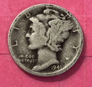 1941 P Mercury Dime - 90% Silber - $Low Buy It Now$. #Sil-M-002 - Bild 1 von 2