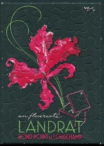 French 1920s Advertising Trade PUZZLE Paris FLORIST Art Deco STYLE Red Flower  - Picture 1 of 3