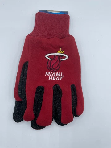 MIAMI HEAT Pair Men's Sport NBA Utility Work Gloves Adult Red Black Cover