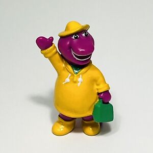 Barney Purple Dinosaur 3” PVC Figure Yellow Rain Coat Hat Boots Galoshes 1993