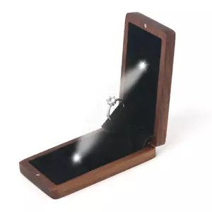 2x Scatola Anello Rotante Slim Brillante Luce Led Legno Proposta Anelli San Valentino Box - Foto 1 di 10