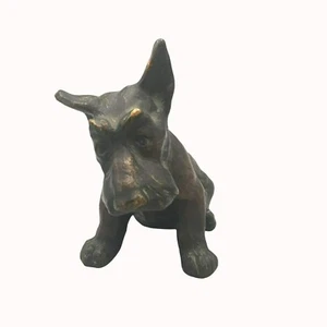 Vintage Bronze-Clad Plaster Scottie Dog Paperweight / Bookend/ Figurine 1930s - Picture 1 of 5