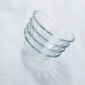 Vintage Set of 4 PYREX Clear 463A 6 oz Scalloped Custard Cup Ramekin Bowl - Picture 1 of 8