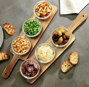 Home Essentials Table Setter Acacia Wood Serving Set, 2-pack Microwave safe - Picture 1 of 6