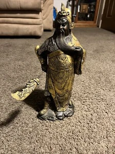 Vintage Chinese Guan Yu Gilt Bronze Figure 14" - Picture 1 of 12