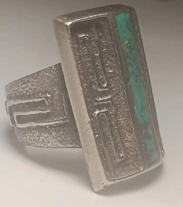 Rare Kewa Pueblo Sedalio Fidel Lovato Sterling & Turquoise Ring Sz 9 Circa 1929 - Picture 1 of 10