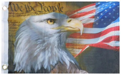 12X18 American Strong We The People USA Eagle 100D Tejido Poli Nylon Barco Bandera Foto 1 de 4