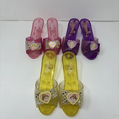 Disney Princesa Vestir Zapatos de Juego Aurora Rapunzel Y Belle Tacones Juguete Foto 1 de 4