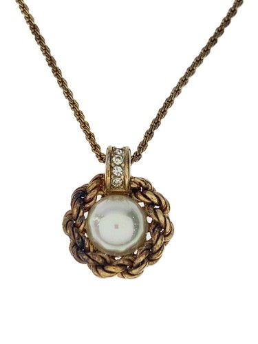 Christian Dior Collana di Perle Strass GLD Top con Donna