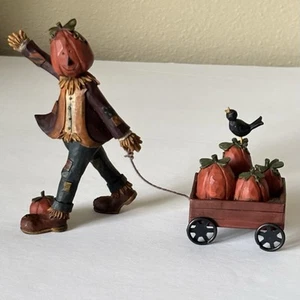Blossom Bucket Pat Olson Figure Pumpkin Picker With Cart on Wheels And Bird - Picture 1 of 14