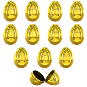 Set of 12 Very Shiny Golden Plastic Easter Eggs, 2.25 Inches - Bild 1 von 3