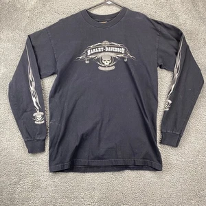 Harley Davidson Live To Ride Skull Long Sleeve Black T Shirt Mens L - Picture 1 of 14