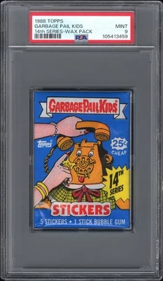 1988 Topps GPK OS14 Garbage Pail Kids 14th Series 14 Card Wax Pack PSA 9 Mint - Image 1 of 2