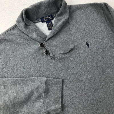 Polo Ralph Lauren Sweater Youth Boys XL Grey Shawl Collar Pullover Preppy Kids * - Image 1 of 4