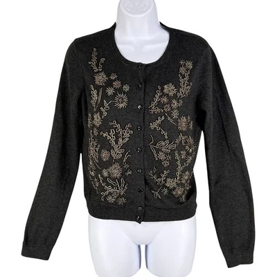 Cárdigan Sundance Mujer S Mezcla Algodón Cachemira Bordado Con Cuentas Gris Carbón Foto 1 de 4