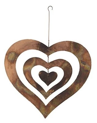 Antiguo Graffiti 13"x12" Colgante Llamado Triple Corazón Giratorio 13 por 12 por 13" Foto 1 de 3