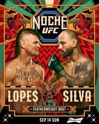Fight Poster Lopes Vs Silva Autographed UFC On Sept 13 2025 Poster, Best Gift - Image 1 of 4