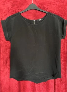 River Island Black Women's Top Size 8 Zip Up Back - Great Condition - - Picture 1 of 4