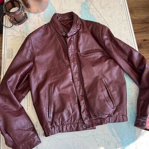Vintage Burgundy Leather Motorcycle Jacket - Picture 1 of 9