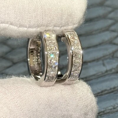 3,50 ctw Princess Cut Moissanit Creolen 20 mm - 925 Silber Gold - Bild 1 von 4