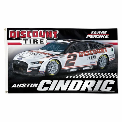 Austin Cindric 2022 Wincraft #2 Discount Tire 3x5 Deluxe Flag FREE SHIP Cover