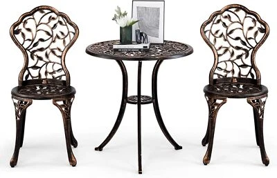 Patio Table and Chairs Set, Cast Aluminum Outdoor Patio Bistro Set of 3, Balcony - Image 1 of 4