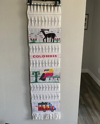 Tapiz Art Deco colombiano tejido de colección 14 1/2 X 57 Foto 1 de 4