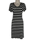 Lily Aldridge for Velvet T Shirt Dress Women's Short Sleeve Black White Striped