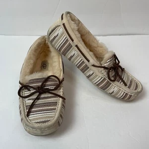 Ugg Symona Serape Slippers House Shoes Womens 8 Brown Neutrals Stripe Fur Lined - Picture 1 of 16