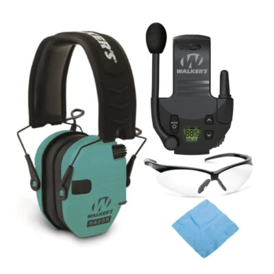 Walker’s Razor Slim Electronic Muff (Light Teal) with Walkie Talkie and Glasses - Image 1 of 4