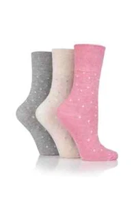 Ladies Gentle Grip 3PK - Dots Light Mix, BY SOCKSHOP ,SIZE 4-8, REF SOLRH145G3 - Picture 1 of 2