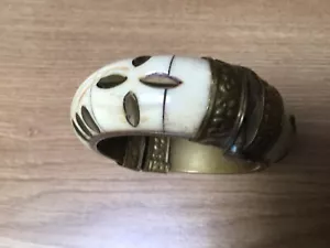 Vintage Ladies Bracelet, Bone with Brass inserts - Picture 1 of 3