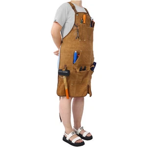 Long Heavy Duty Waxed Canvas Tool Carpenter Woodworking Carpenters Apron - Picture 1 of 13