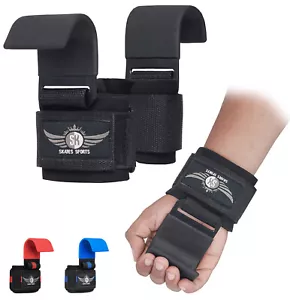 Weight Lifting Hooks by skates sports, Wrist Straps Wrist Support Gym Training - Picture 1 of 28