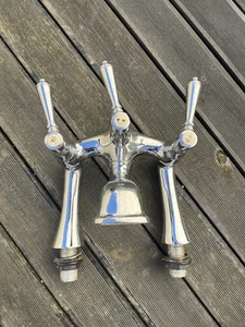 VINTAGE BATH SHOWER ARM HOT & COLD TWIN MIXER DUAL HANDLE TAPS - BRISTAN ? - Picture 1 of 18