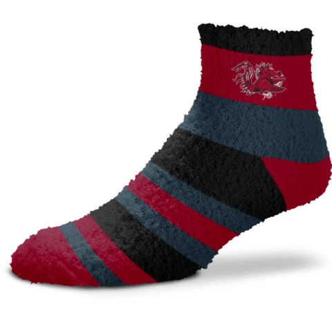 South Carolina Gamecocks Black & Maroon Rainbow Stripe Fuzzy Socks Cover