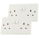 2x DOUBLE SWITCHED PLUG SOCKETS Wall Mounted On/Off Switch Outlet Switchplates