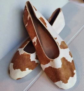 Madewell Sidewalk Skimmers Flats Pony Hair Leather Animal Print 9.5 LN - Picture 1 of 9