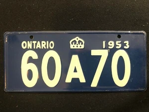 1953-54 General Mills Wheaties Tin Mini Bicycle License Plate - Ontario - Picture 1 of 2