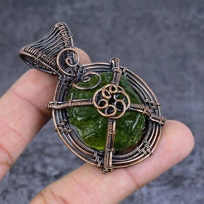 Молдавит кварц драгоценный камень ручной работы медная проволока надежном ювелирных изделий подвеска 2,44» l741 - Изображение 1 из 4