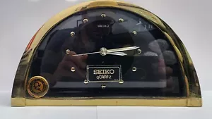 Vintage Seiko QQZ137G Half Moon Gold Black Mantle Clock Working Tuscan Match - Picture 1 of 8