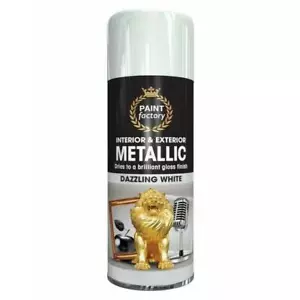 Metallic White Aerosol Spray Paint All-Purpose Gloss Wood Metal Spray 400ml - Picture 1 of 2