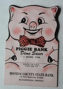 Bloomington Indiana Dime Saver Piggy Bank Pig Bow Tie Cardboard Die Cut Booklet - Picture 1 of 1